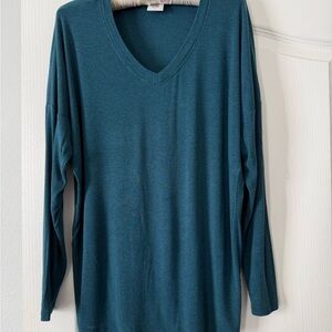 CAbi Deep Teal Long Sleeve V-Neck Top